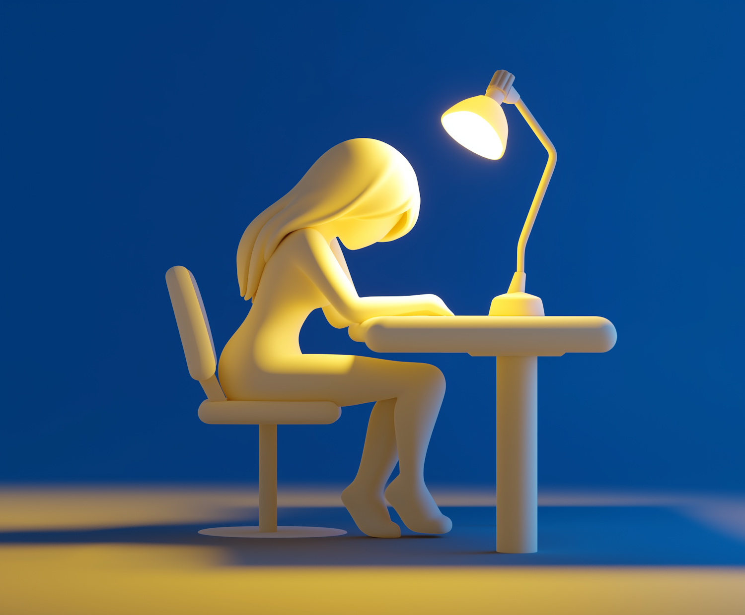 Solitude in Study - Stylized 3D Rendering