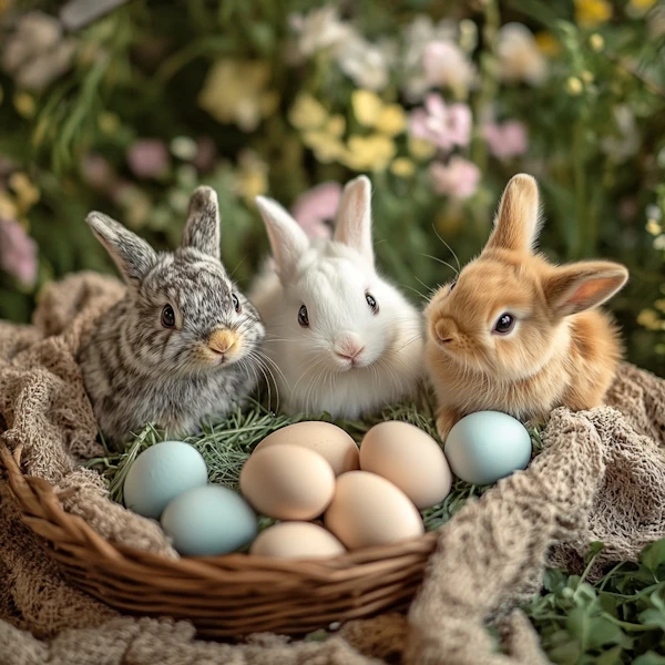 Baby Rabbits and Basket