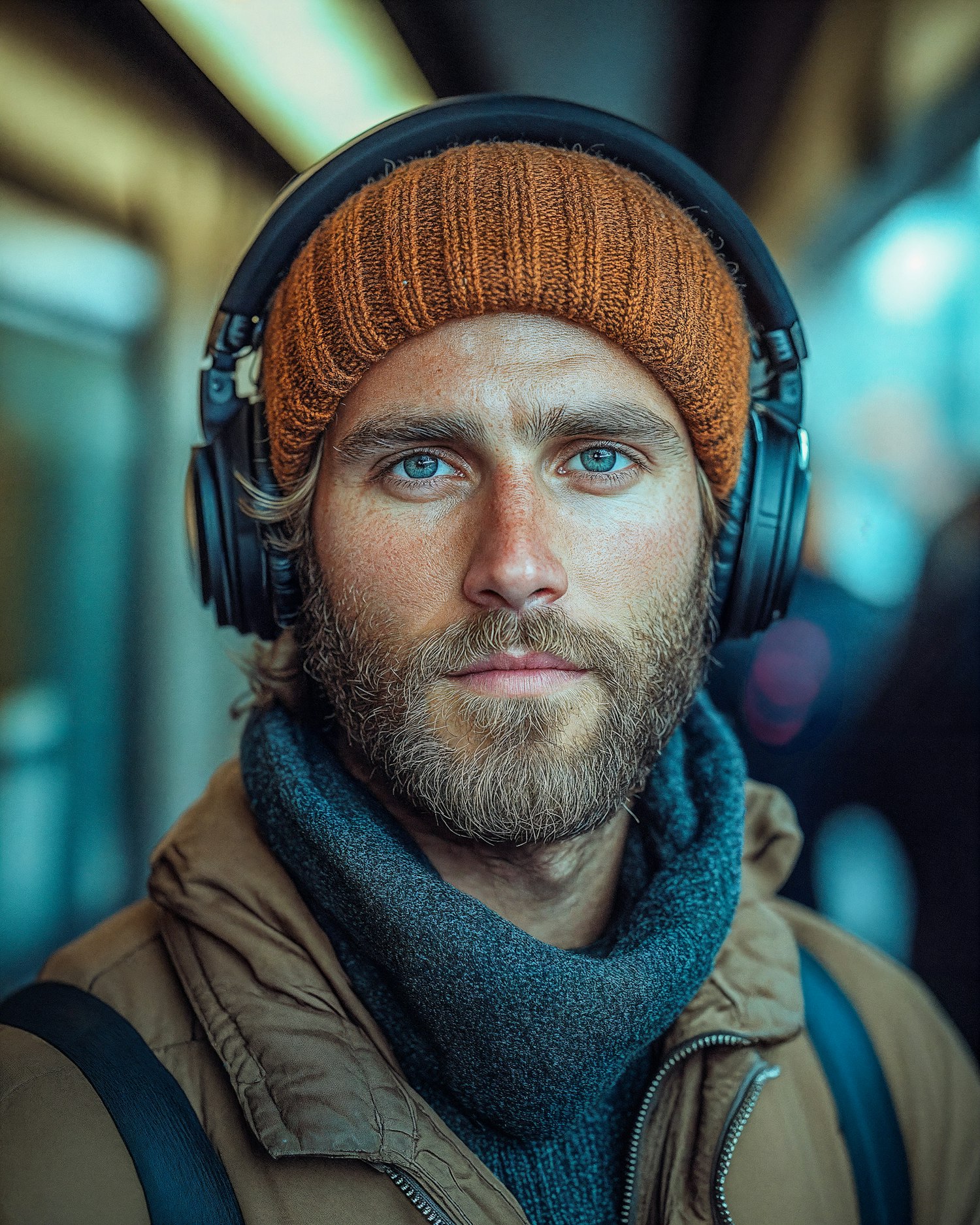 Rugged Man with Headphones