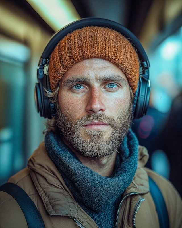 Rugged Man with Headphones