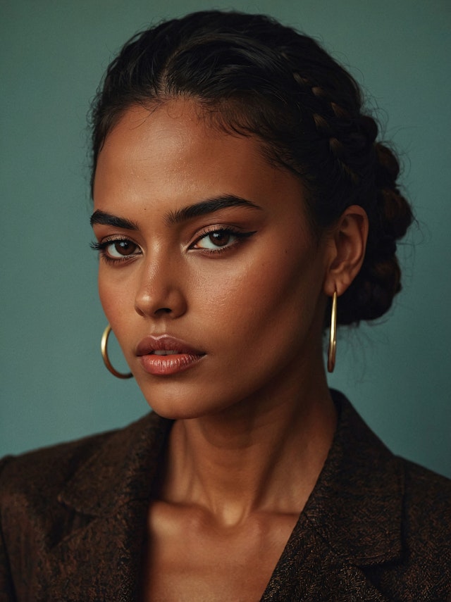 Portrait of a Woman with Gold Hoop Earrings