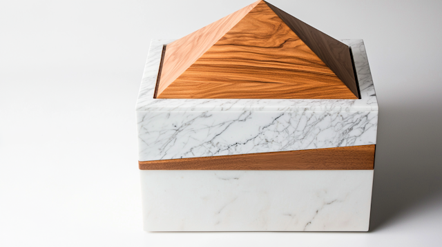 Geometric Marble and Wood Structure