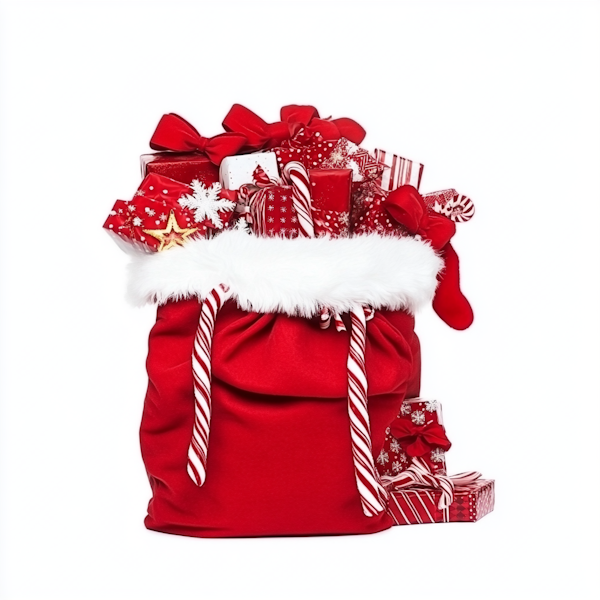 Festive Red Sack with Gifts