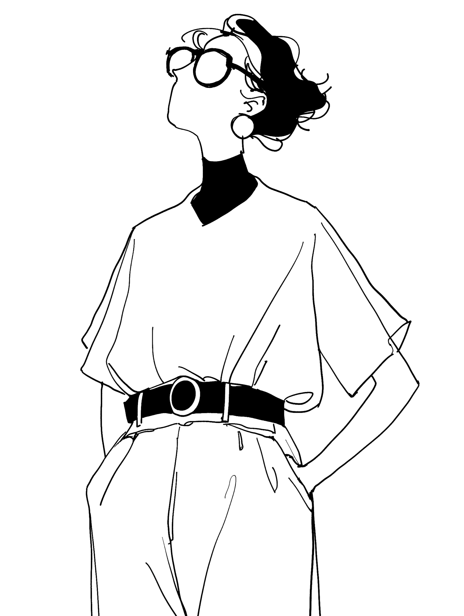 Stylized Monochrome Illustration of Woman