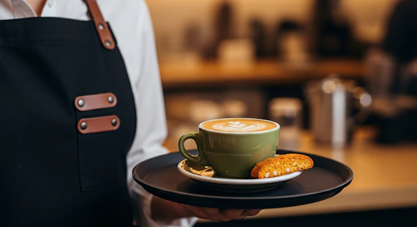Barista Serving Latte