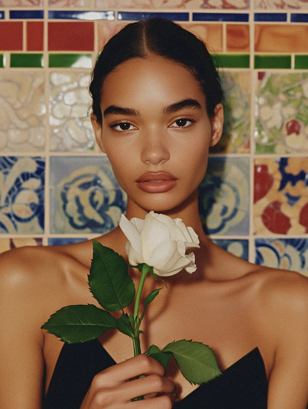 Person with White Rose