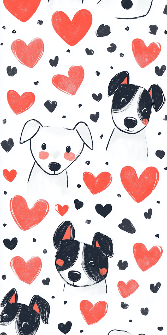 Whimsical Dog and Heart Pattern