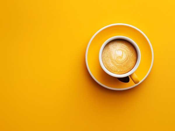 Vibrant Latte Art on Yellow Background