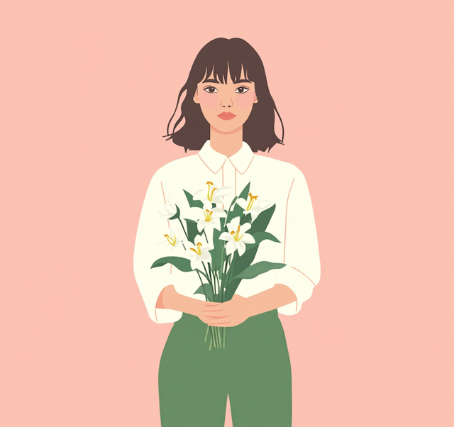 Serene Woman with Lilies Illustration