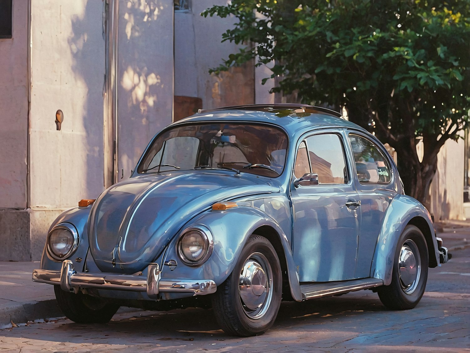 Classic Volkswagen Beetle in Serene Setting