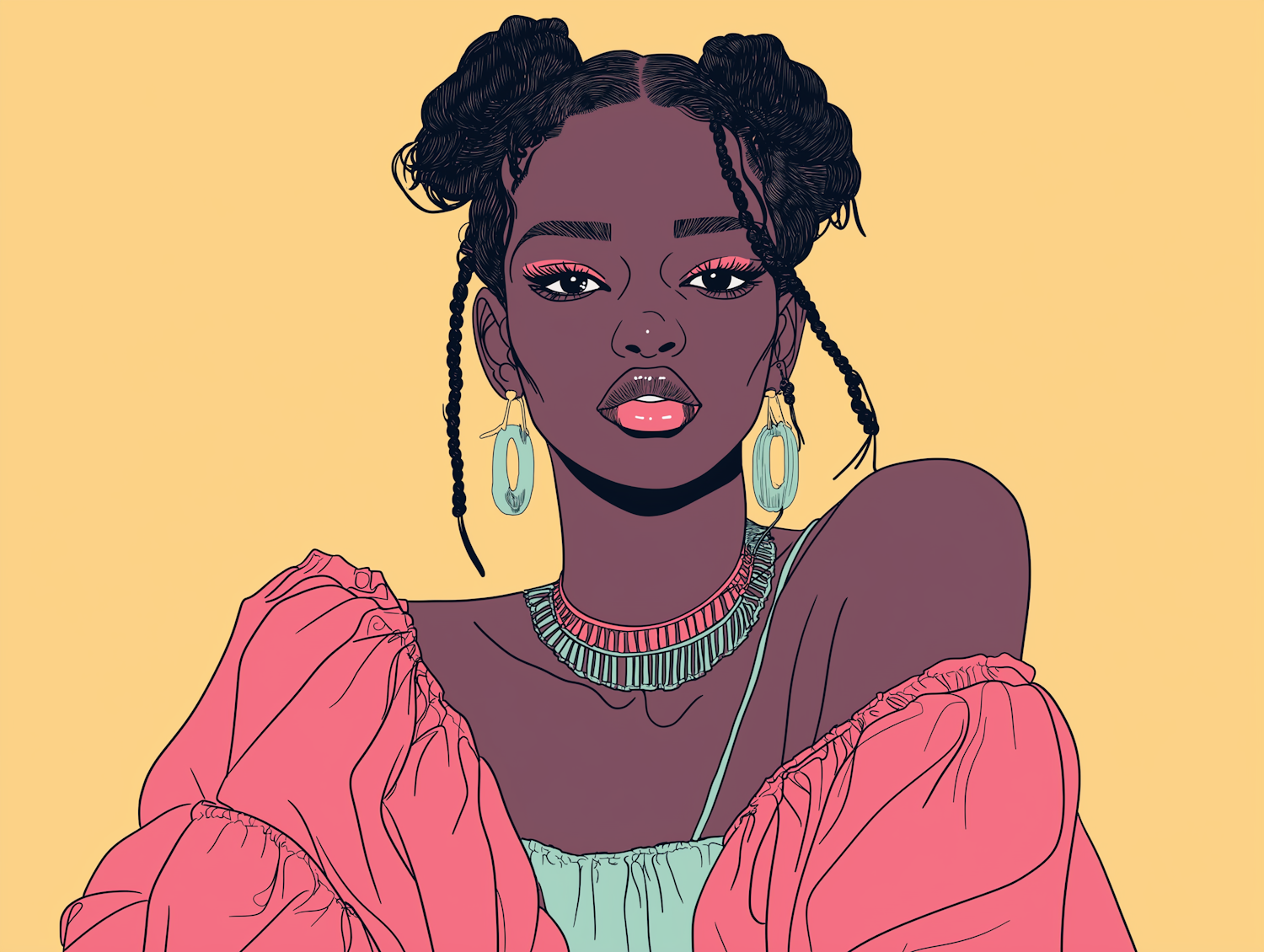 Stylized Illustration of African Woman