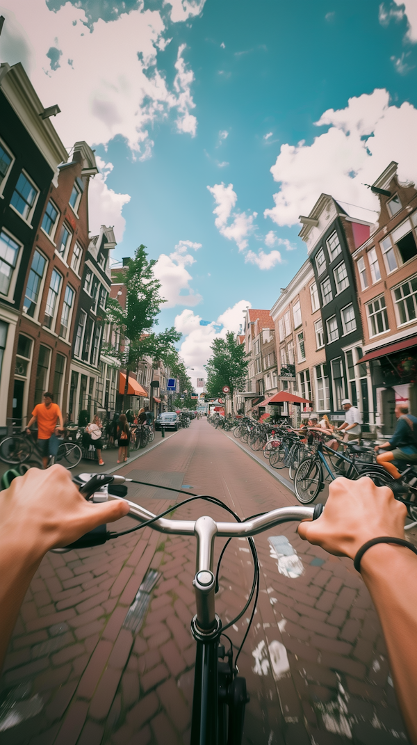 Cycling Through a European Street