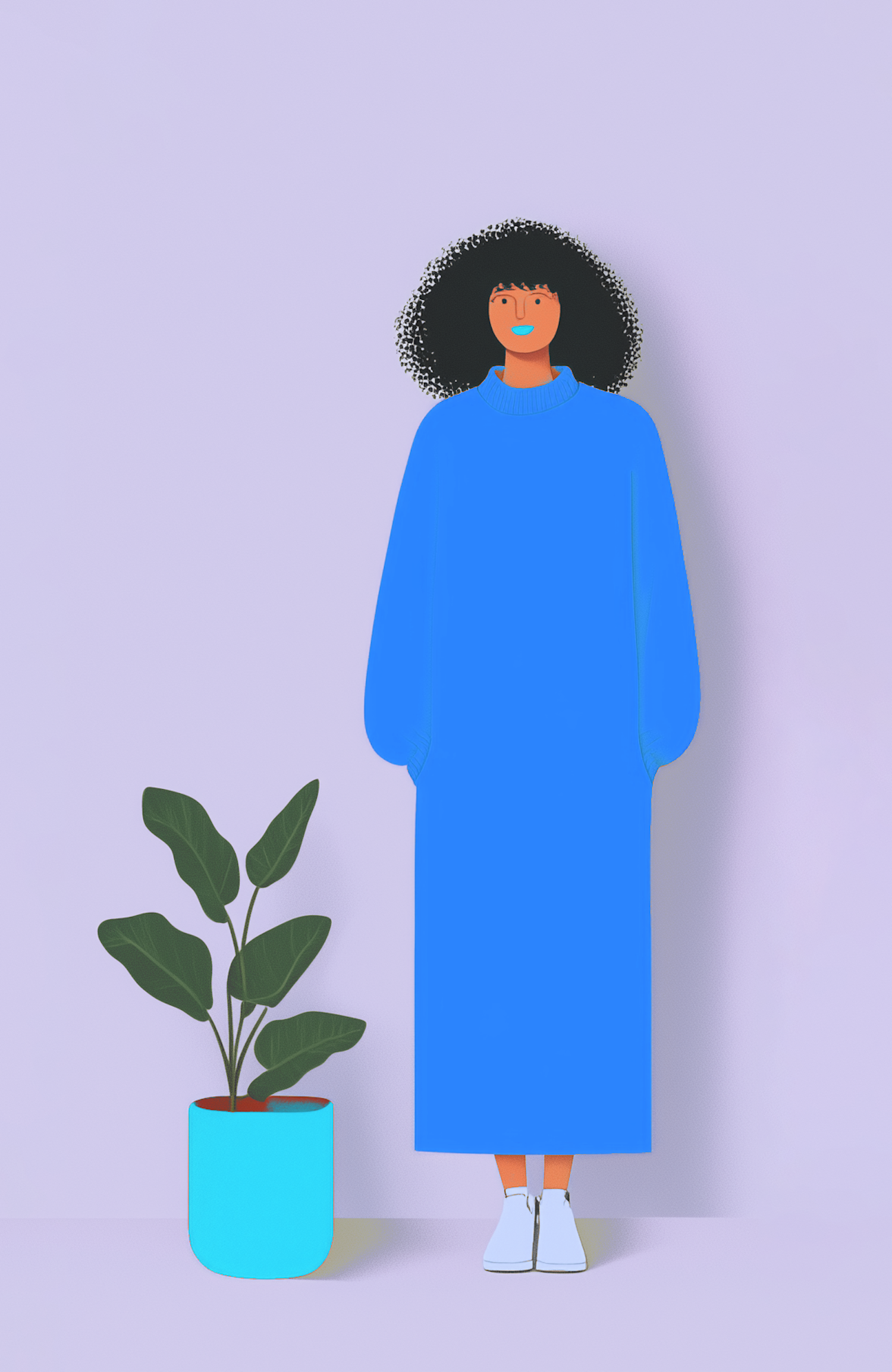 Confident Woman with Plant Illustration