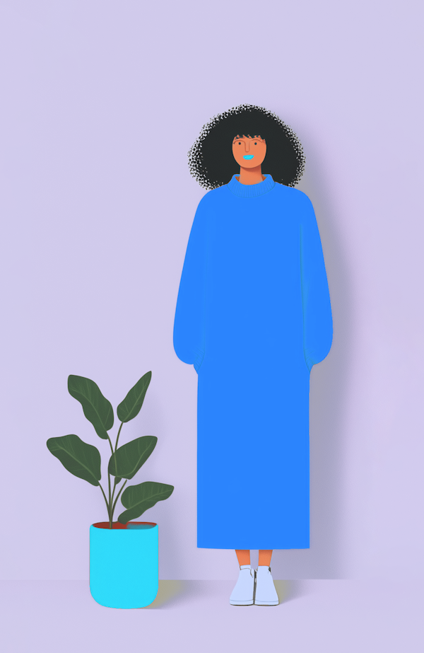 Confident Woman with Plant Illustration