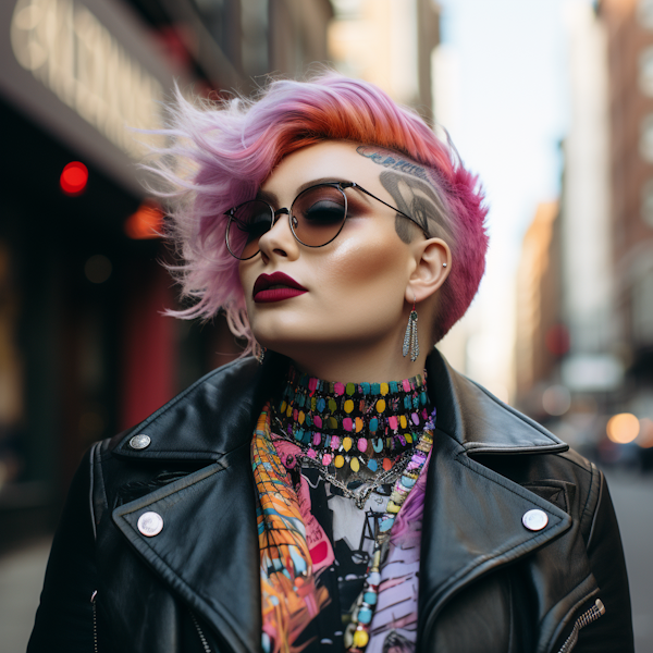 Urban Confidence with Pink Gradient Hair