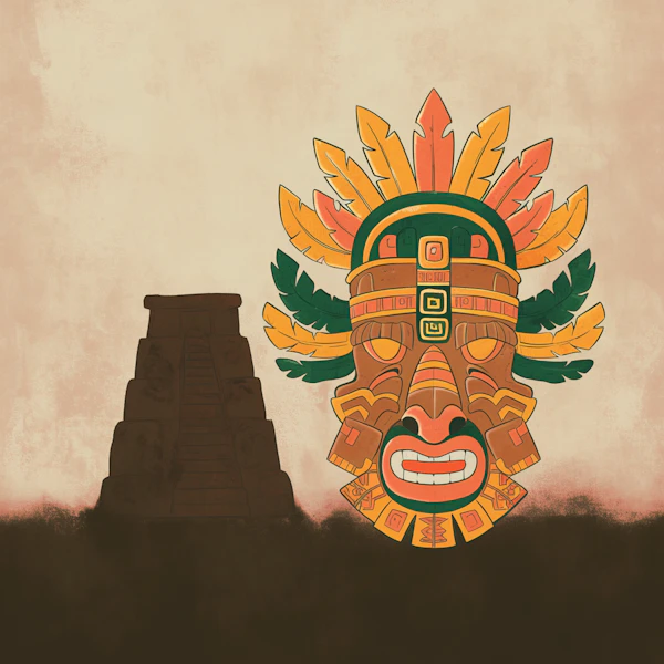 Ancient Mask and Pyramid