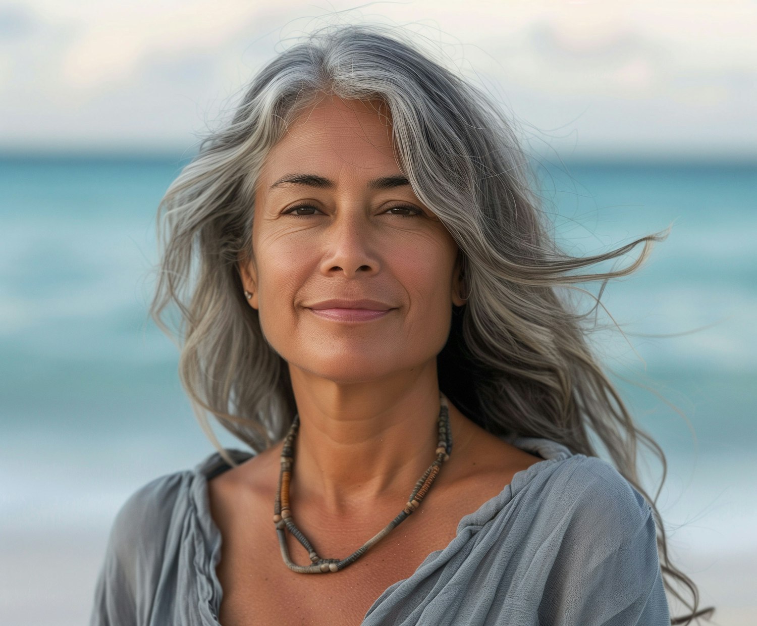 Serene Mature Woman at the Beach