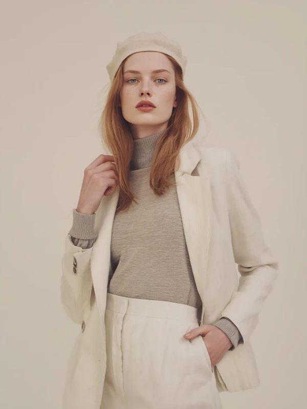 Woman in Beige Suit