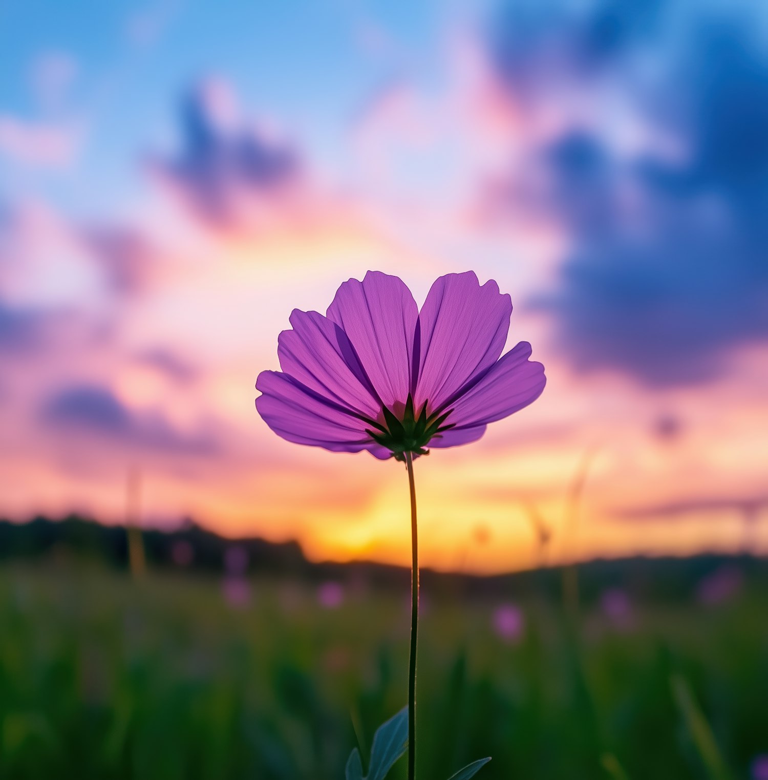 Vibrant Purple Flower at Sunset