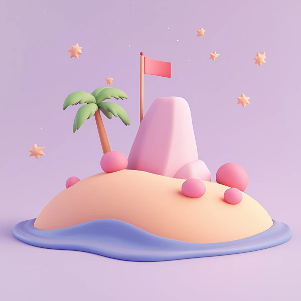 Whimsical Island Scene