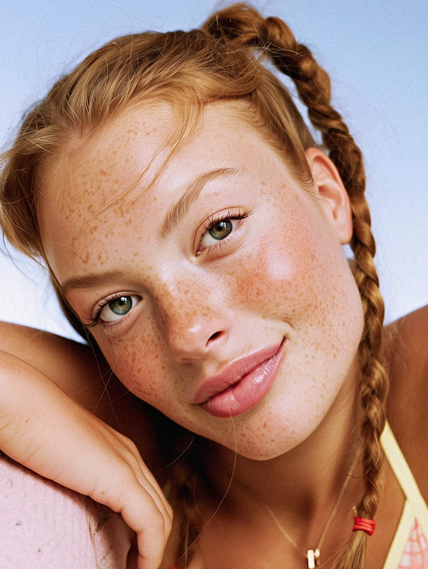 Portrait of Freckled Woman