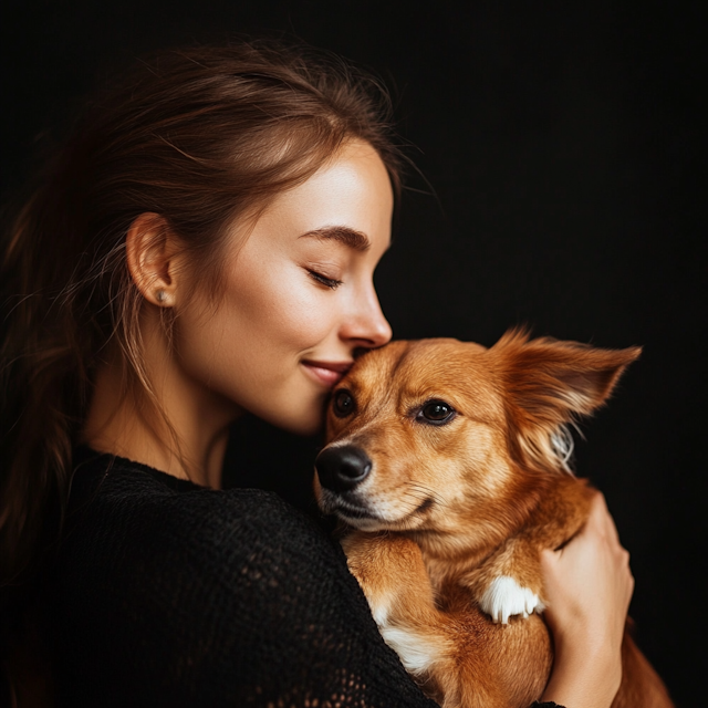 Tender Moment with Pet