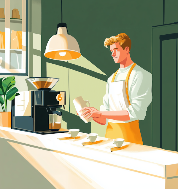 Friendly Barista at Work Illustration