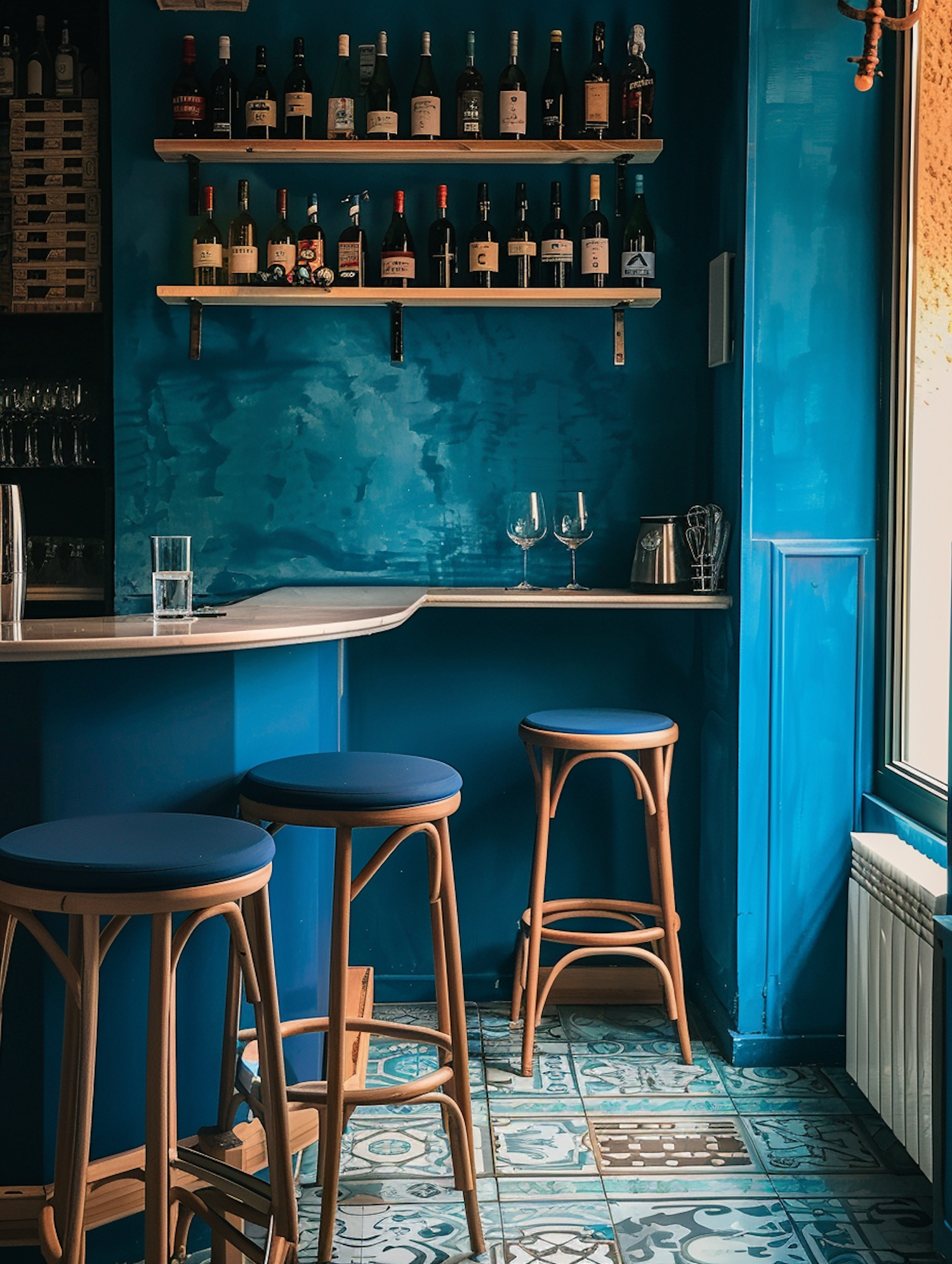 Stylish Blue Bar Interior