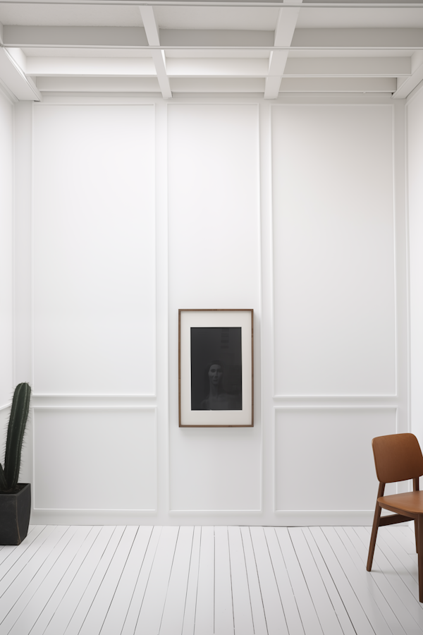 Minimalist Interior with Framed Portrait