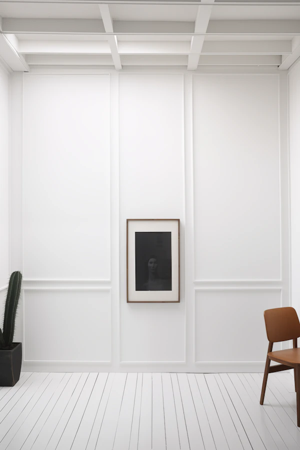 Minimalist Interior with Framed Portrait