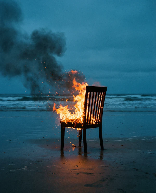 Burning Chair at Twilight
