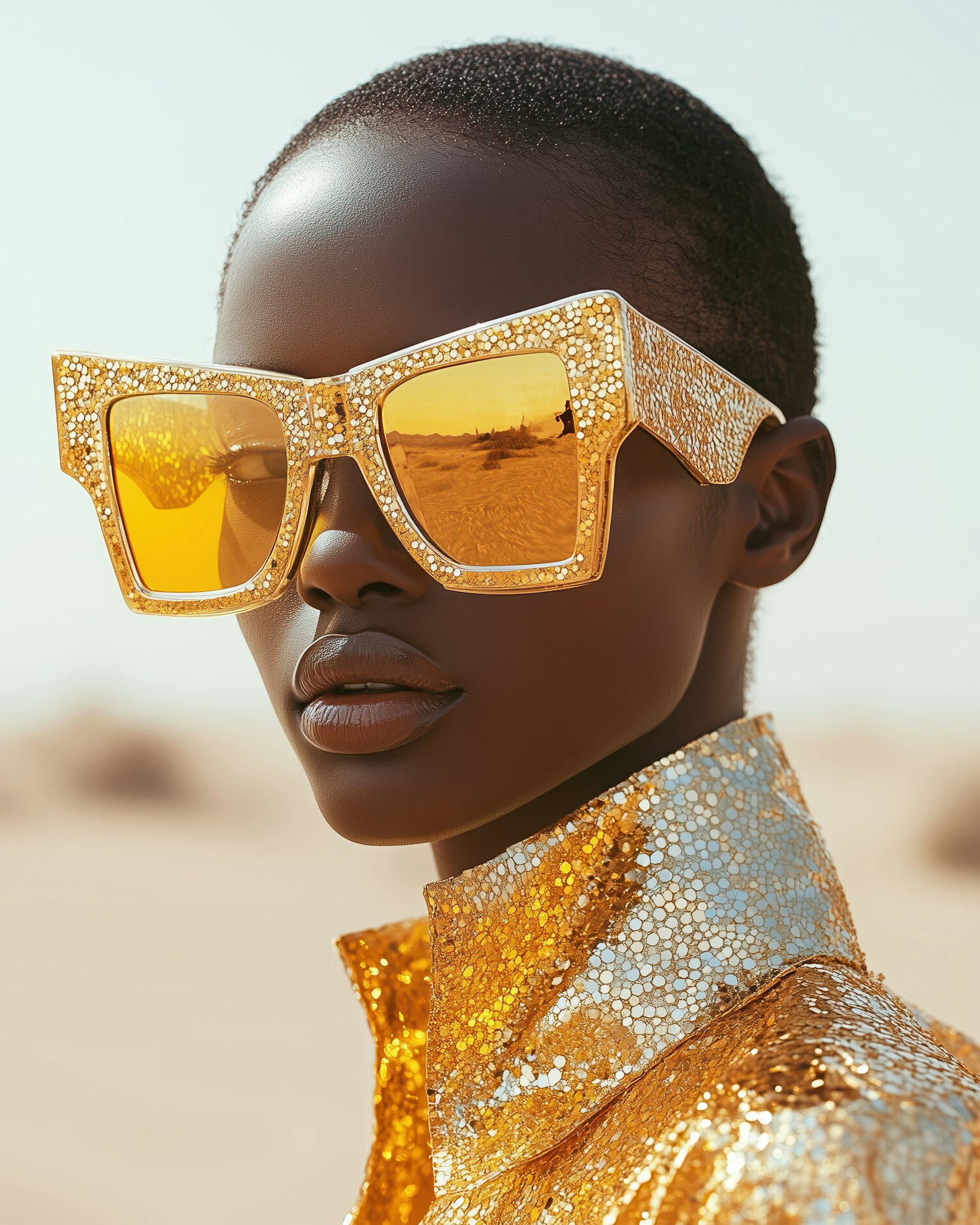 Portrait with Gold-Framed Sunglasses