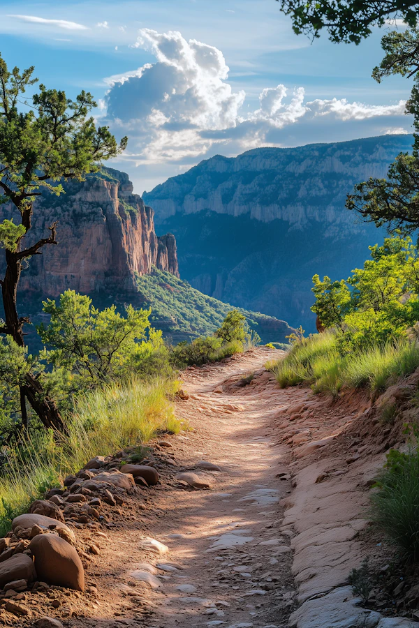 Scenic Landscape with Path and Cliffs