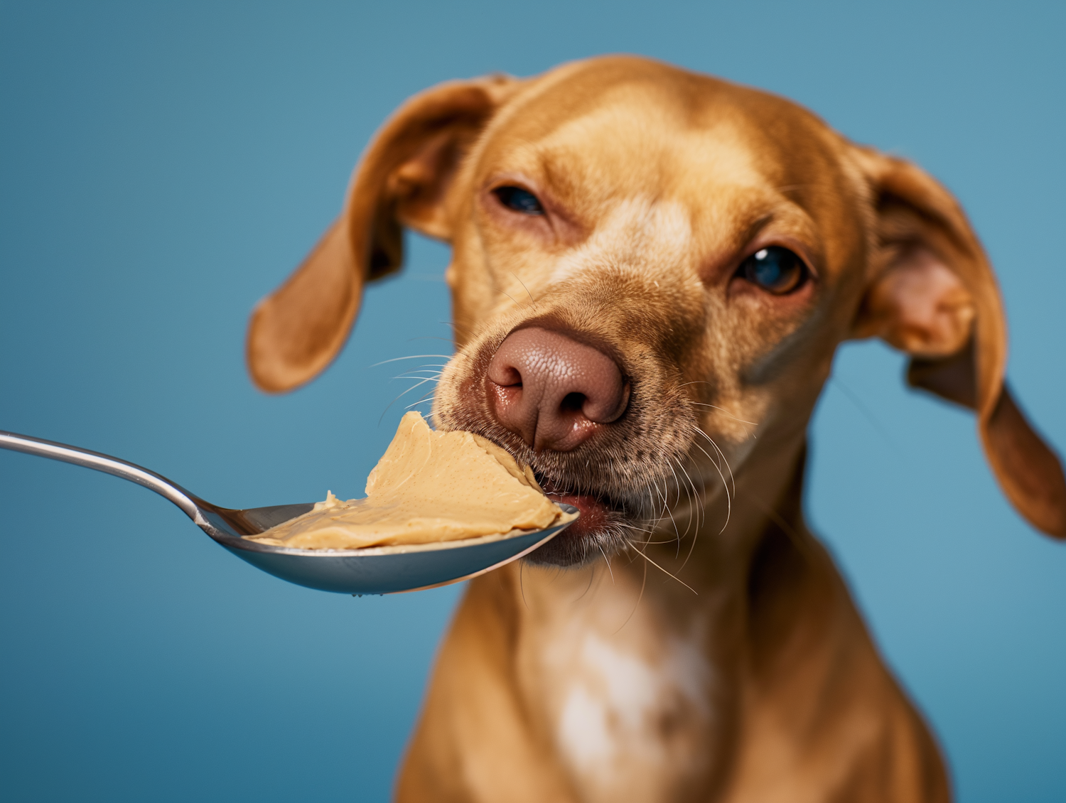 Dog Enjoying Peanut Butter