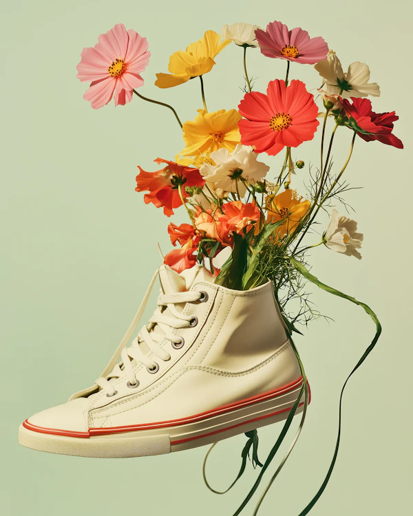 Sneaker Vase with Flowers