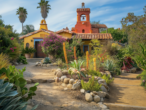 Mediterranean-Style House with Lush Garden