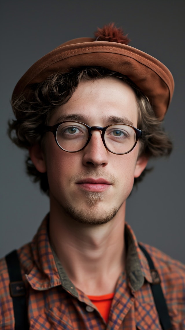 Portrait of a Young Man with Stylish Attire