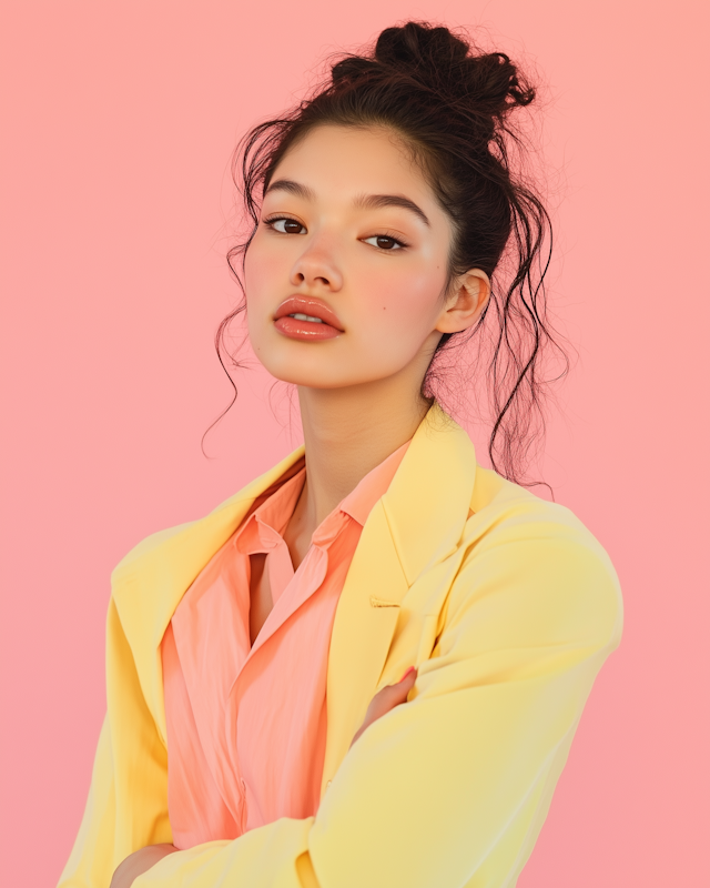 Confident Young Woman Against Pink Background