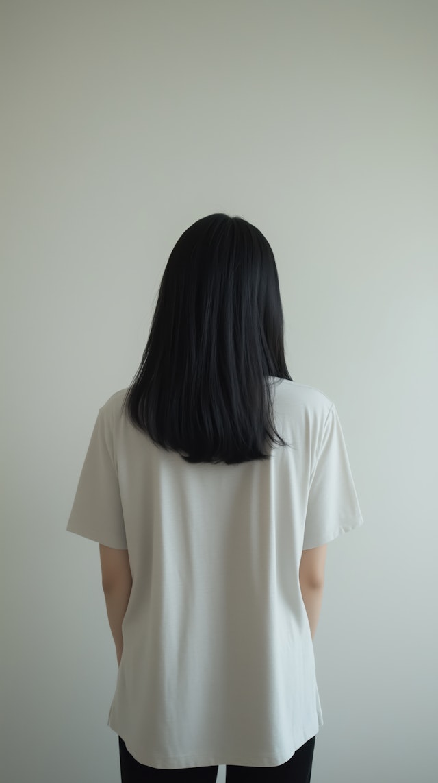 Minimalistic Portrait with Long Black Hair