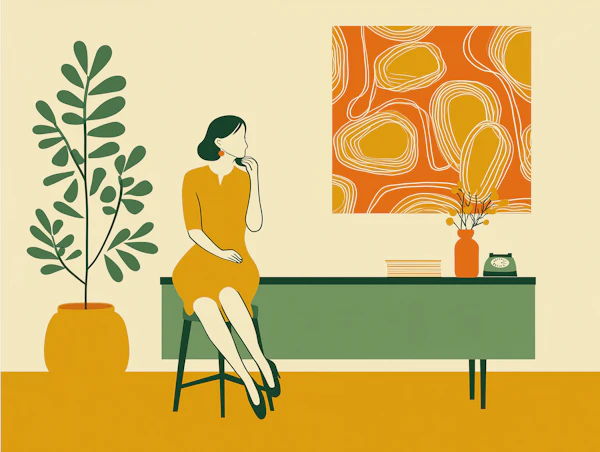 Woman on Green Bench