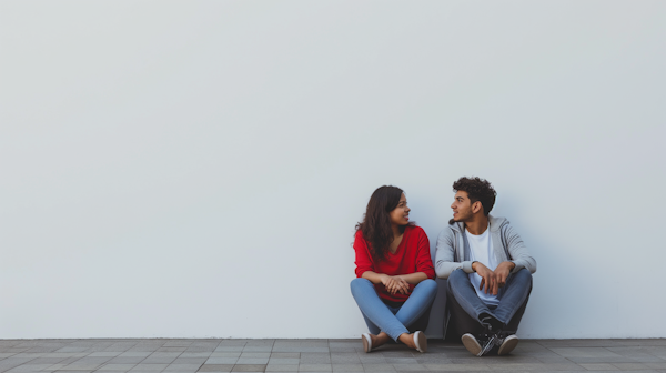 Casual Conversation Against Minimalist Backdrop