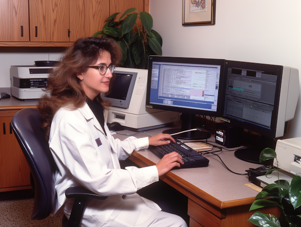 Professional Woman at a High-Tech Workstation