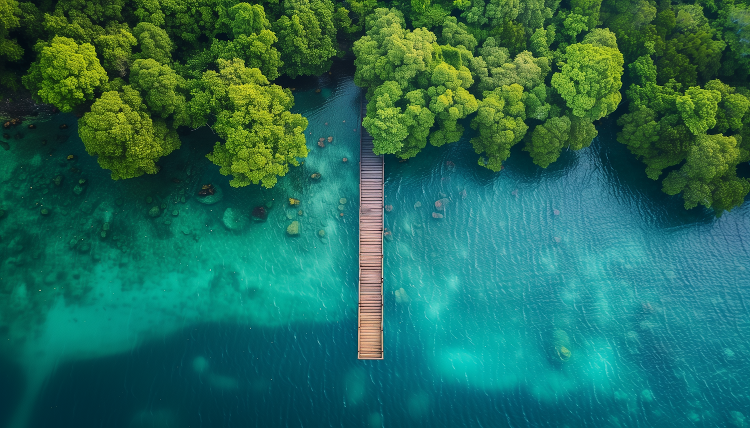 Serene Natural Landscape with Wooden Pier