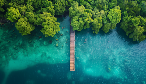 Serene Natural Landscape with Wooden Pier