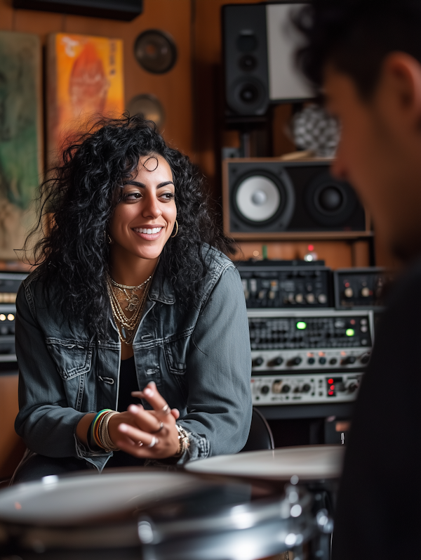 Woman in Recording Studio