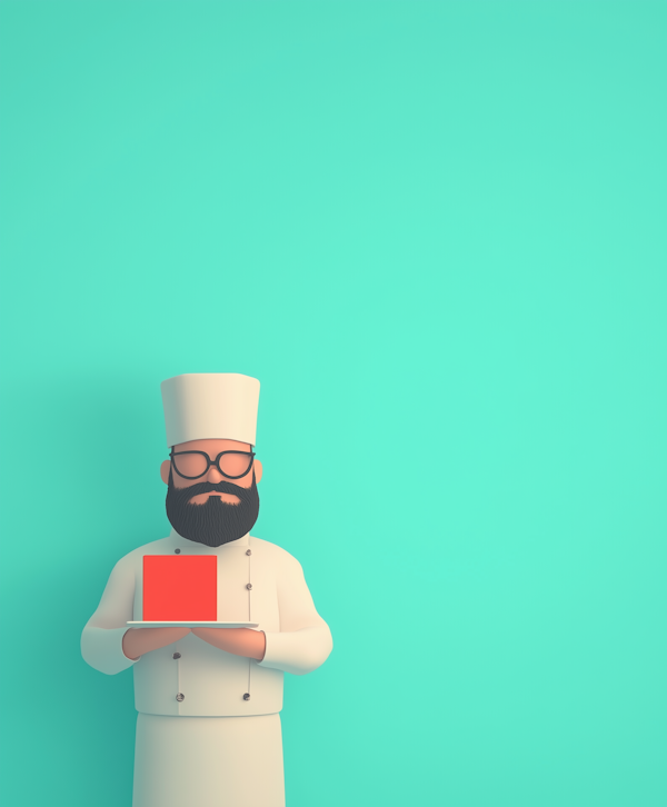 Cartoon Chef with Tablet