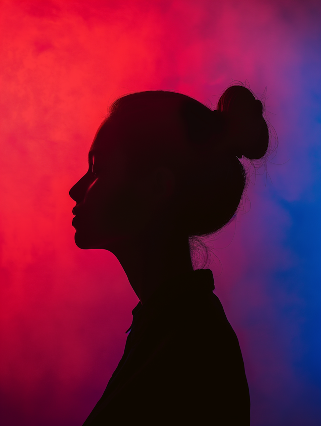 Silhouette Profile Against Gradient Background