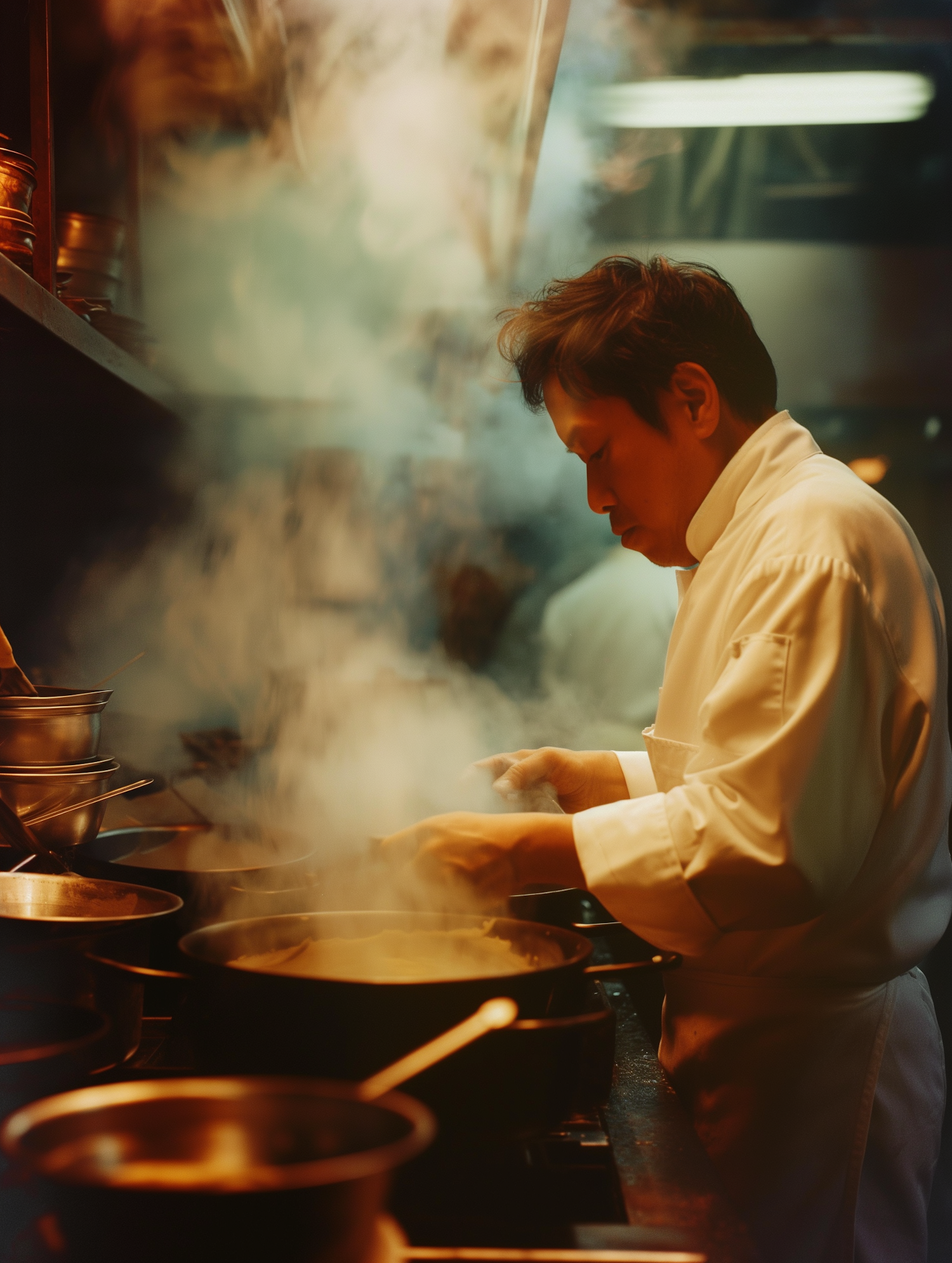 Chef at Work in Commercial Kitchen