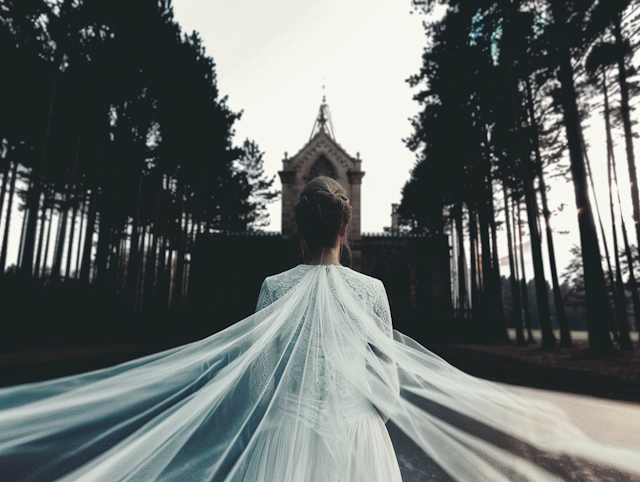 Ethereal Bride Approaching Chapel