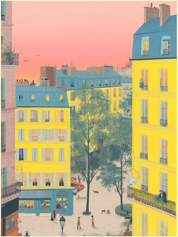 Parisian Street Sunset